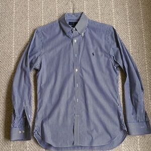 Ralph Lauren Men’s Slim Fit Purepress Shirt 15 1/2 LIKE NEW Blue White Striped